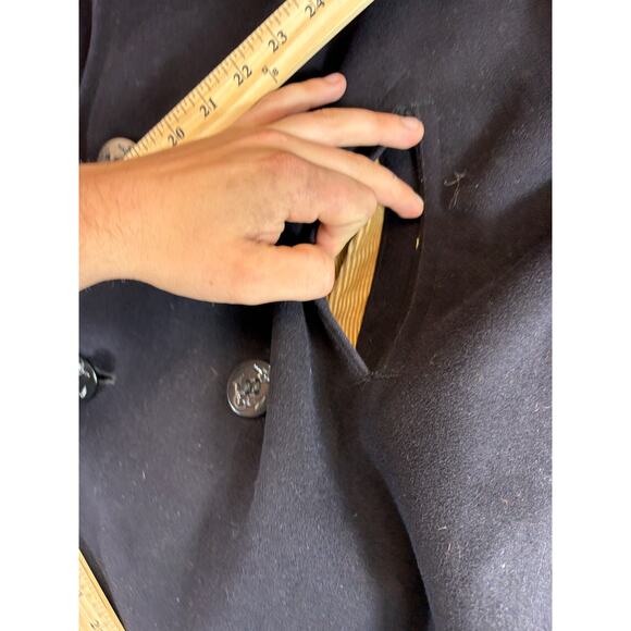 Vintage US Navy Military Wool Peacoat Mens Small Black Double Breasted 60s 70s - Picture 6 of 7